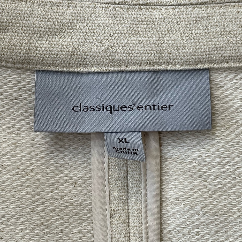 Classiques Entier 3/4 Sleeve Cream Jacket with Subtle Gold Sparkle, XL - Picture 3 of 8